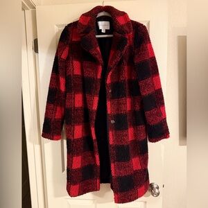 Carolina Belle Red and Black Plaid Teddy Jacket